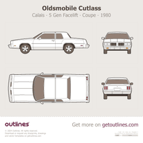 1980 Oldsmobile Cutlass Calais ∙ 5 Gen Facelift Top View Coupe blueprint