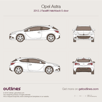 2012 Opel Astra GTC J Facelift Hatchback blueprint
