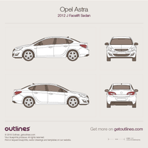 2012 Opel Astra J Facelift Sedan blueprint