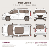2019 Opel Combo Mk V Top View Minivan blueprint