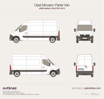 2010 Opel Movano Panel Van MWB Medium Roof FWD Van blueprint