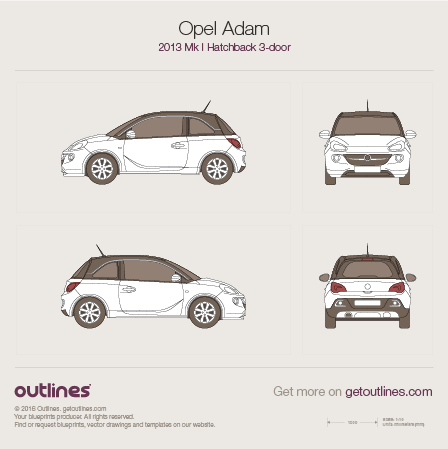 2014 Opel Adam Hatchback blueprints and drawings