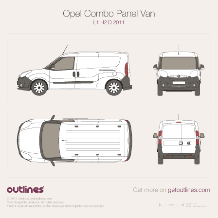 2011 Opel Combo Panel Van D Wagon blueprints and drawings