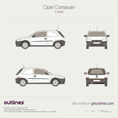 2000 Opel Corsavan Microvan blueprints and drawings