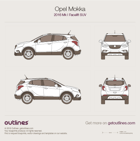 2016 Opel Mokka X SUV blueprints and drawings