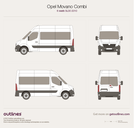 2010 Opel Movano Combi Minivan blueprints and drawings