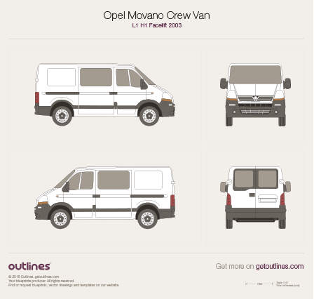 2003 Opel Movano Crew Van Van blueprints and drawings
