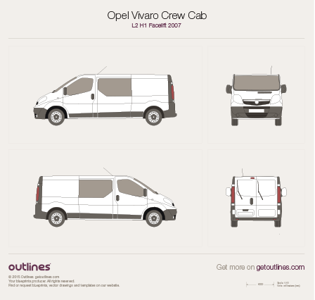2007 Vauxhall Vivaro Crew Cab Van blueprints and drawings