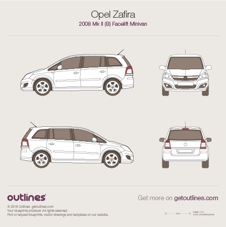 2008 Opel Zafira B Minivan blueprints and drawings