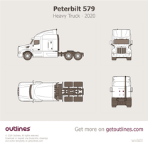 2020 Peterbilt 579 Top View Heavy Truck blueprint