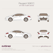 2011 Peugeot 308 СС Facelift Cabriolet blueprint