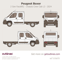 2024 Peugeot Boxer 2 Gen Facelift2 Chassis Crew Cab ∙ L3 ∙ Doka Heavy Truck blueprint