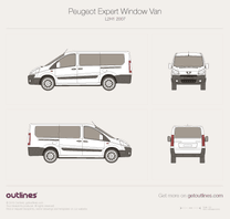 2007 Peugeot Expert Window Van L2 H1 Wagon blueprint