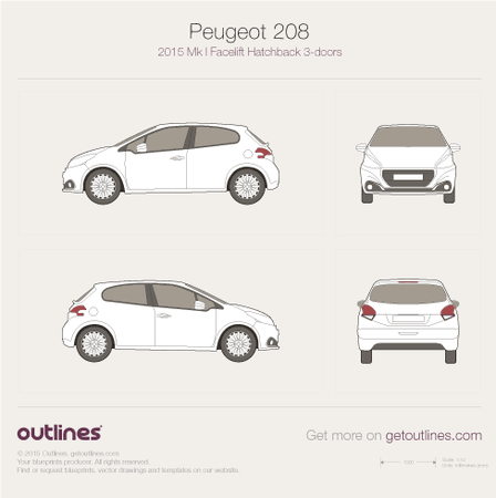 2015 Peugeot 208 Hatchback blueprints and drawings