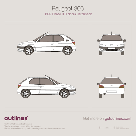 1999 Peugeot 306 Phase III 3-doors Hatchback blueprint