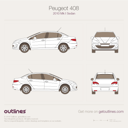 2010 Peugeot 408 Sedan blueprints and drawings