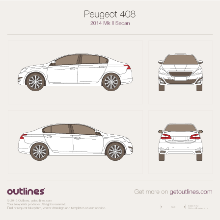 2014 Peugeot 408 II Sedan blueprints and drawings