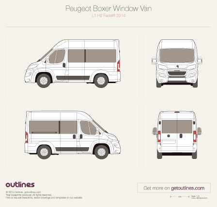 2014 Peugeot Boxer Window Van Wagon blueprints and drawings