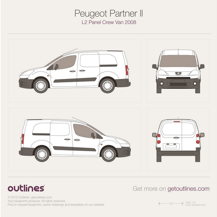 2008 Peugeot Partner Panel Crew Van Van blueprints and drawings