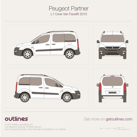 2015 Peugeot Partner Crew Van Wagon blueprints and drawings