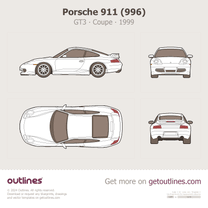 1999 Porsche 911 996 GT3 ∙ Top View Coupe blueprint