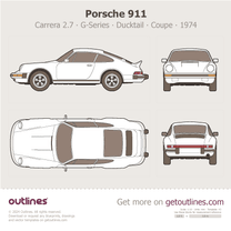 1974 Porsche 911 Carrera 2.7 ∙ G-Series Ducktail ∙ Top View Coupe blueprint