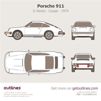 1974 Porsche 911 G-Series Top View Coupe blueprint