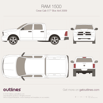 2010 Ram 1500 Crew Cab 5'7'' Box 4x4 Pickup Truck blueprint