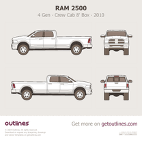 2010 Ram 2500 4 Gen Crew Cab 8' Box Pickup Truck blueprint