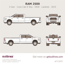 2019 Ram 2500 5 Gen Crew Cab 8' Box ∙ DRW ∙ Laramie Pickup Truck blueprint