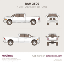 2010 Ram 3500 [Legacy] 4 Gen Crew Cab 8' Box Pickup Truck blueprint