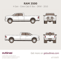 2010 Ram 3500 4 Gen Crew Cab 8' Box ∙ DRW Pickup Truck blueprint