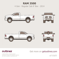 2014 Ram 3500 4 Gen Regular Cab 8' Box ∙ 2010MY Pickup Truck blueprint