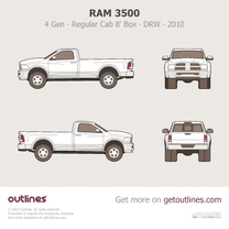 2010 Ram 3500 4 Gen Regular Cab 8' Box ∙ DRW Pickup Truck blueprint