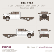 2019 Ram 3500 5 Gen Chassis Cab ∙ Crew Cab 60 CA ∙ SRW ∙ Tradesman Pickup Truck blueprint