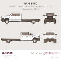 2019 Ram 3500 5 Gen Chassis Cab ∙ Crew Cab 84 CA ∙ DRW ∙ Tradesman Pickup Truck blueprint