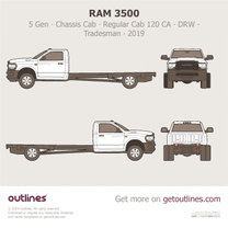 2019 Ram 3500 5 Gen Chassis Cab ∙ Regular Cab 120 CA ∙ DRW ∙ Tradesman Pickup Truck blueprint