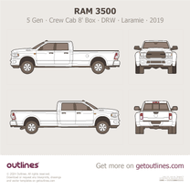 2019 Ram 3500 5 Gen Crew Cab 8' Box ∙ DRW ∙ Laramie Pickup Truck blueprint