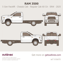 2025 Ram 3500 5 Gen Facelift ∙ Heavy Duty ∙ HD Chassis Cab ∙ Regular Cab 60 CA ∙ SRW Pickup Truck blueprint