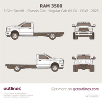 2025 Ram 3500 5 Gen Facelift ∙ Heavy Duty ∙ HD Chassis Cab ∙ Regular Cab 84 CA ∙ DRW Pickup Truck blueprint