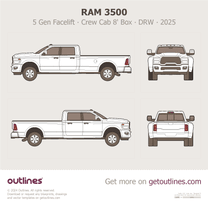 2025 Ram 3500 5 Gen Facelift ∙ Heavy Duty ∙ HD Crew Cab 8' Box ∙ DRW Pickup Truck blueprint