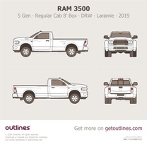 2019 Ram 3500 5 Gen Regular Cab 8' Box ∙ DRW ∙ Laramie Pickup Truck blueprint