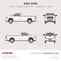 2019 Ram 3500 5 Gen Regular Cab 8' Box ∙ Tradesman ∙ Laramie Pickup Truck blueprint