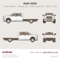 2025 Ram 4500 5 Gen Facelift ∙ Heavy Duty ∙ HD Chassis Cab ∙ Crew Cab 60 CA ∙ DRW Pickup Truck blueprint