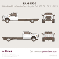 2025 Ram 4500 5 Gen Facelift ∙ Heavy Duty ∙ HD Chassis Cab ∙ Regular Cab 108 CA ∙ DRW Pickup Truck blueprint