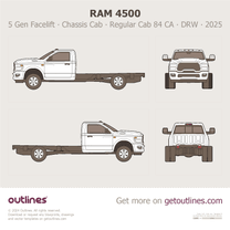 2025 Ram 4500 5 Gen Facelift ∙ Heavy Duty ∙ HD Chassis Cab ∙ Regular Cab 84 CA ∙ DRW Pickup Truck blueprint