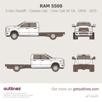 2025 Ram 5500 5 Gen Facelift ∙ Heavy Duty ∙ HD Chassis Cab ∙ Crew Cab 60 CA ∙ DRW Pickup Truck blueprint