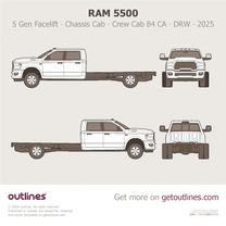 2025 Ram 5500 5 Gen Facelift ∙ Heavy Duty ∙ HD Chassis Cab ∙ Crew Cab 84 CA ∙ DRW Pickup Truck blueprint