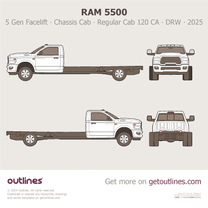 2025 Ram 5500 5 Gen Facelift ∙ Heavy Duty ∙ HD Chassis Cab ∙ Regular Cab 120 CA ∙ DRW Pickup Truck blueprint