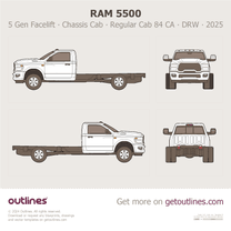 2025 Ram 5500 5 Gen Facelift ∙ Heavy Duty ∙ HD Chassis Cab ∙ Regular Cab 84 CA ∙ DRW Pickup Truck blueprint